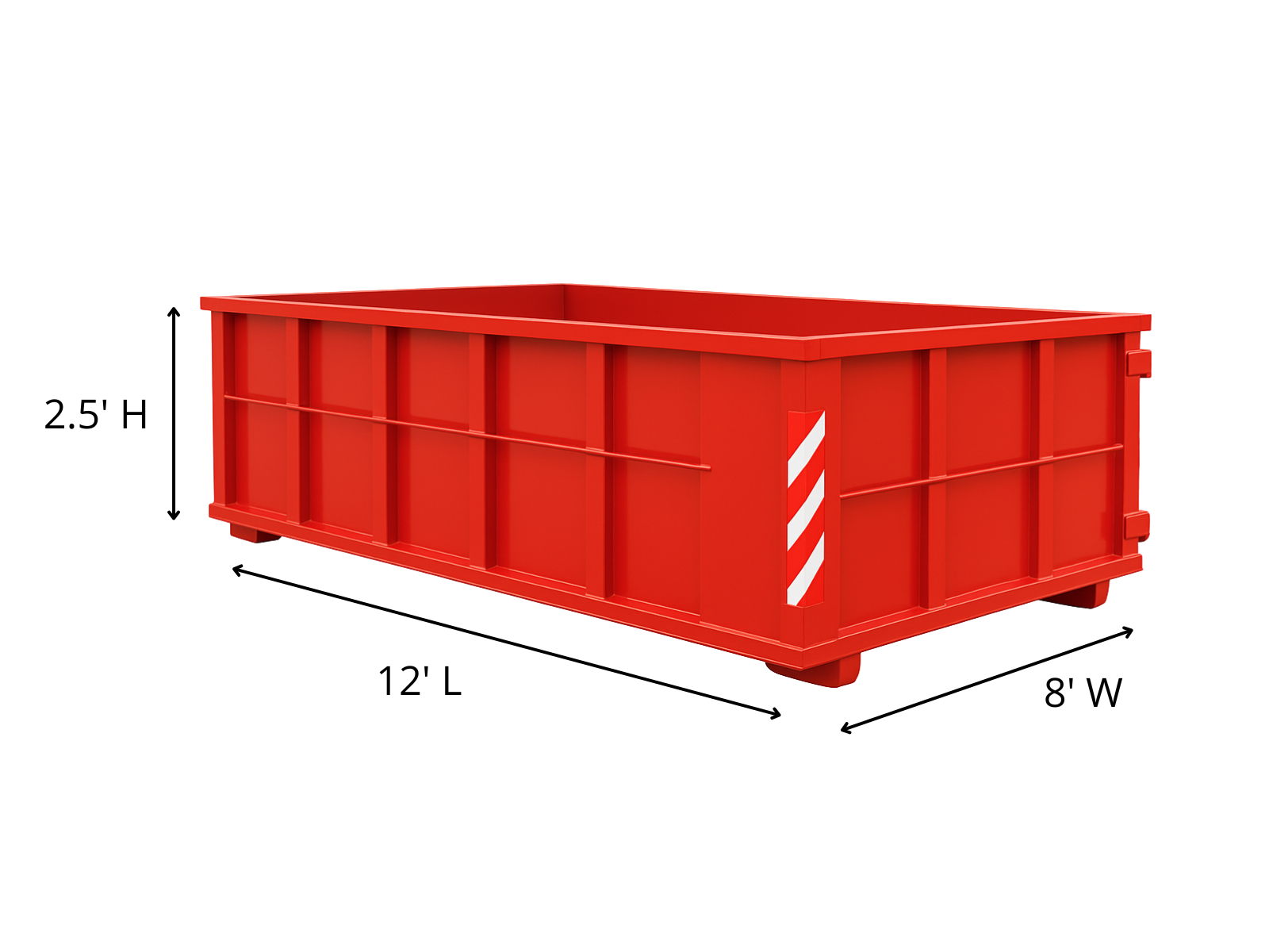 10-yard roll-off dumpster rental in Walnut Creek, CA — dimensions